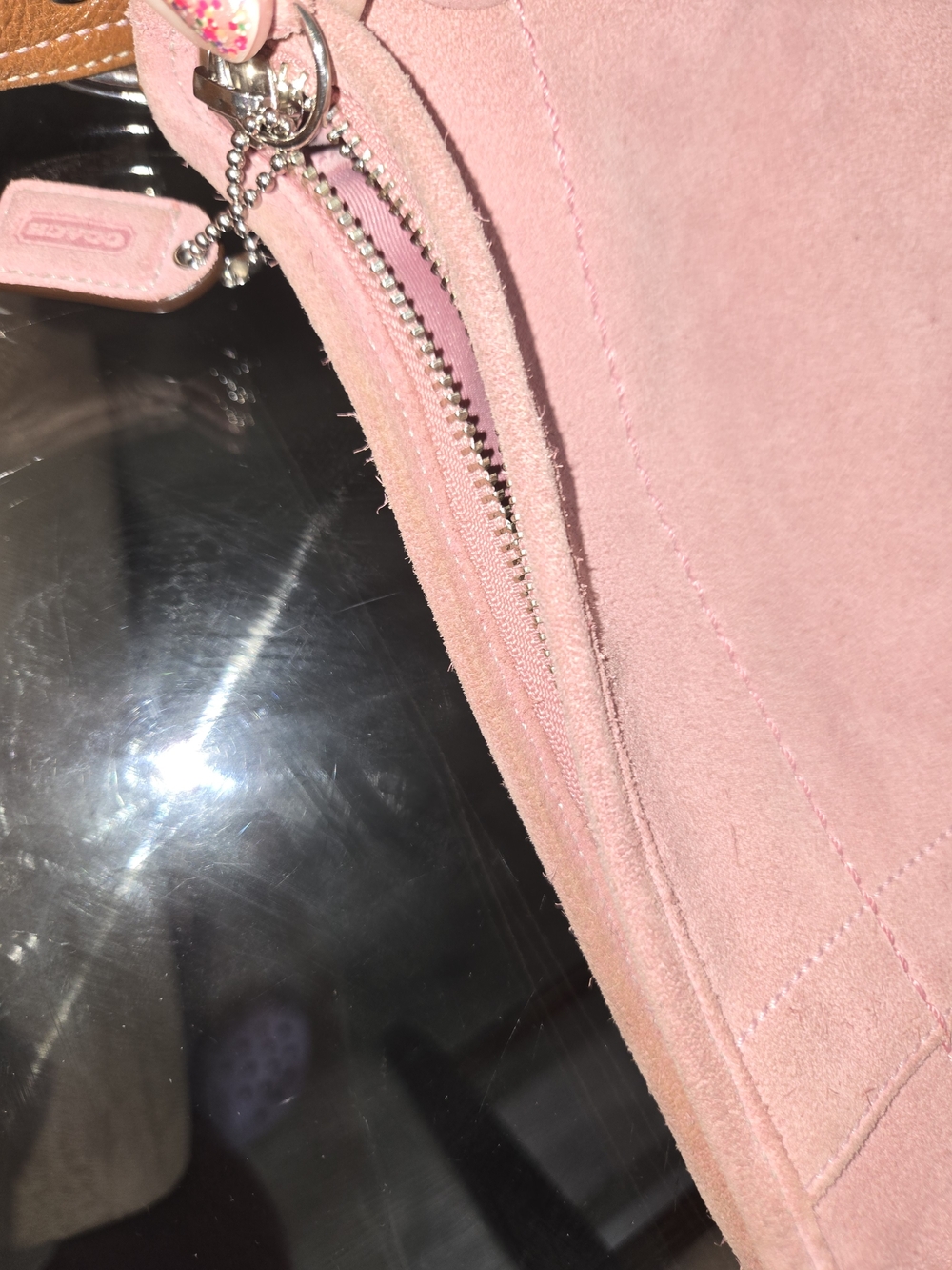 Vintage Y2K Coach Pink Suede Soho Hobo Shoulder Bag - Picture 15 of 17